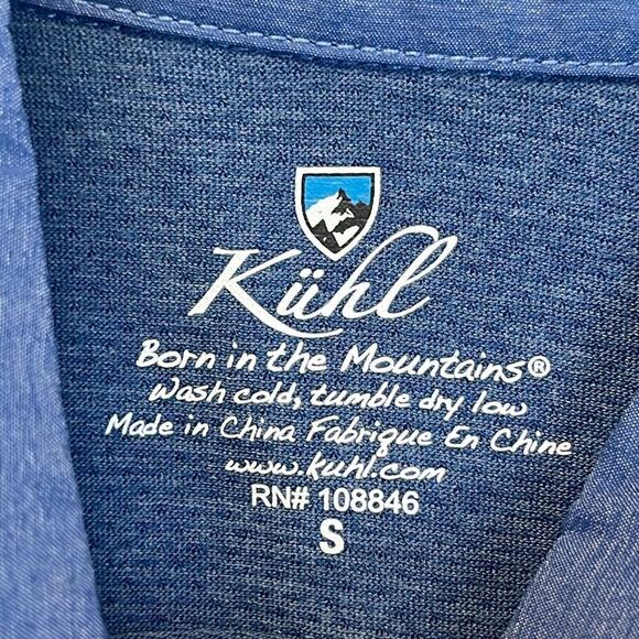 KUHL Shirt Women's Small Blue Roll Tab Long Sleeve Button Up Collared Hiking - Picture 4 of 14